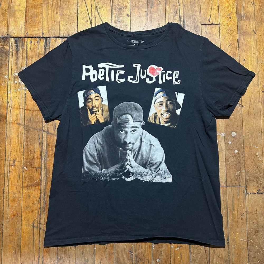 POETIC JUSTICE‎ Chemistry T Shirt Mens L Black Tupac Rap Movie Promo Graphic Tee